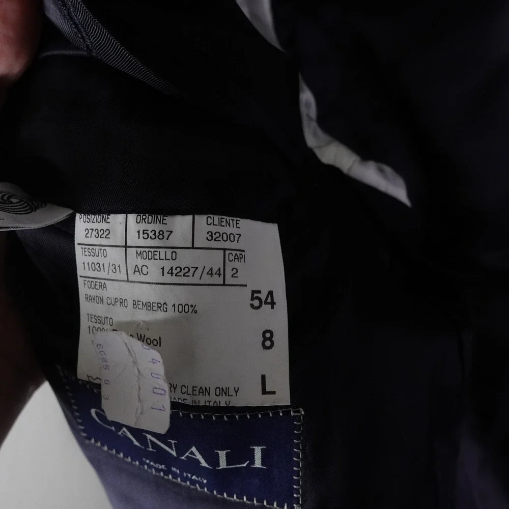 Canali Mens Navy Blue Pinstripe Virgin Wool Blazer Jacket Made in Italy Size 54L